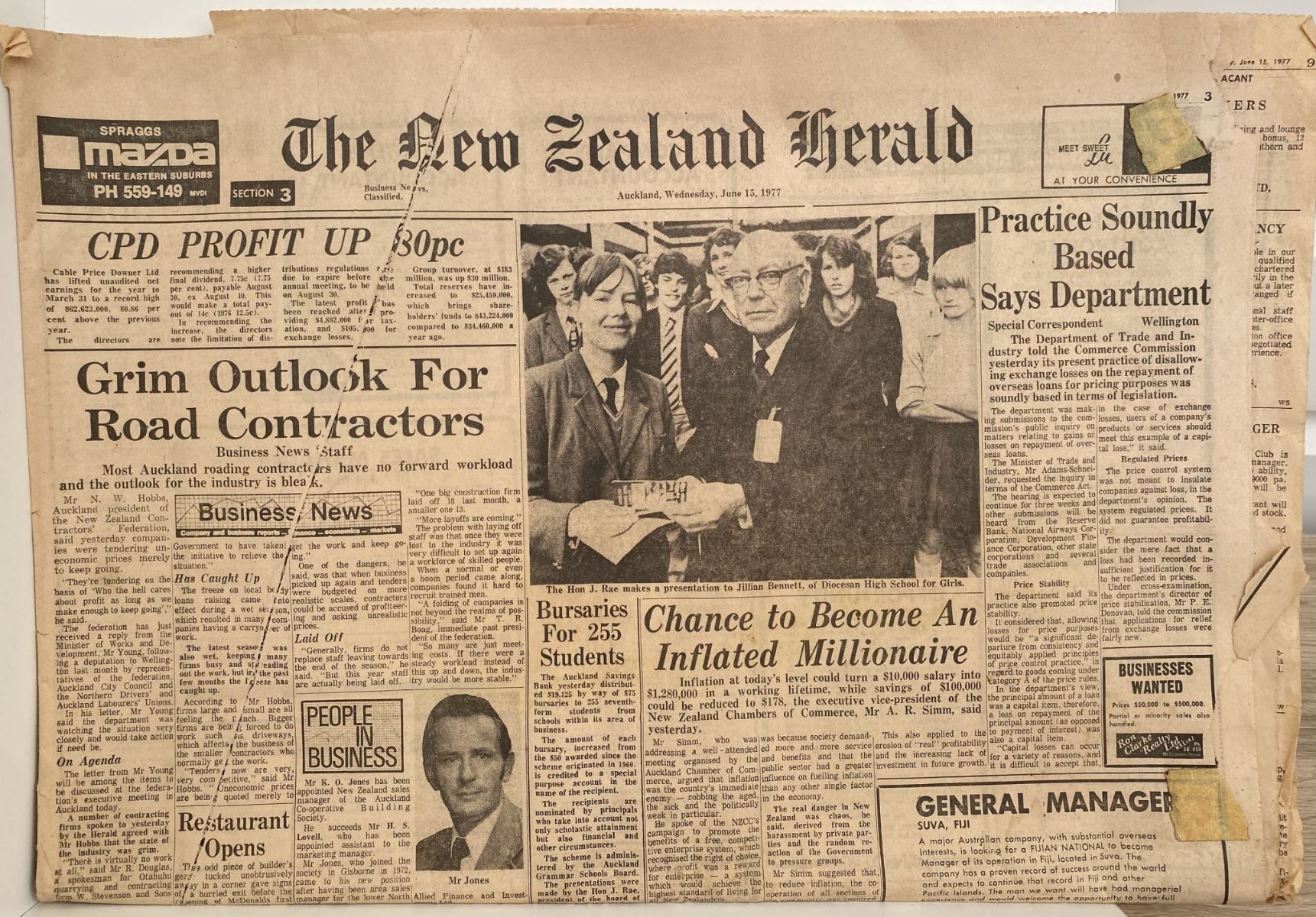 OLD NEWSPAPER: The New Zealand Herald - 15th June 1977