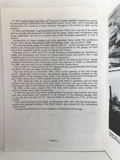 AUCKLAND TO ONEHUNGA: Railway Centennial 1873 to 1973