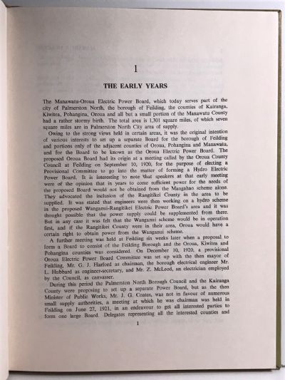 MANARUA MEMOIRS: Short History of Manawatu-Oroua Electric Power Board 1920-1972