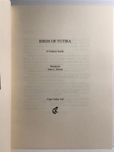 BIRDS OF TUTIRA by H. Guthrie-Smith