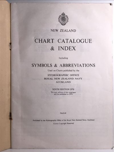 CHART CATALOGUE and INDEX: New Zealand Charts - ninth edition 1976