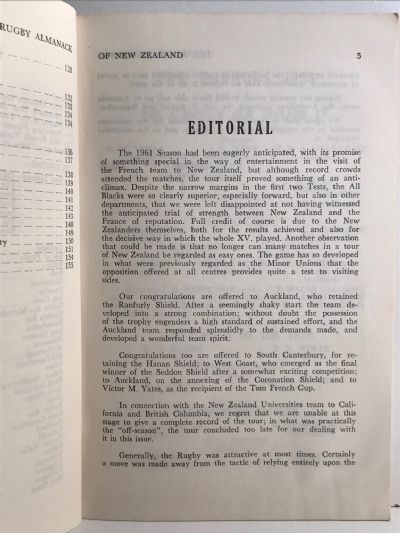 THE RUGBY ALMANACK of New Zealand 1962