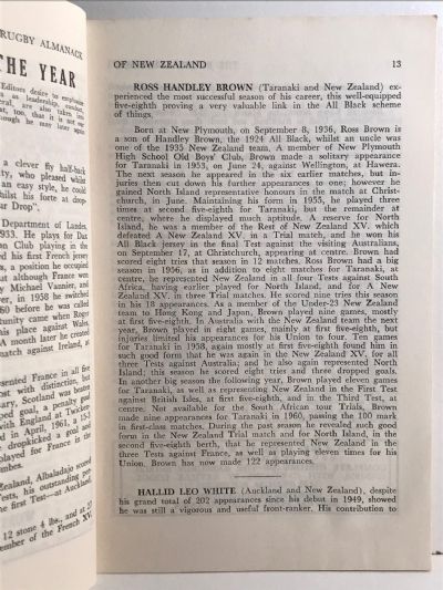 THE RUGBY ALMANACK of New Zealand 1962