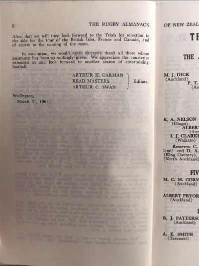 THE RUGBY ALMANACK of New Zealand 1963