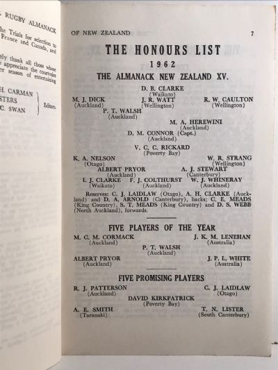 THE RUGBY ALMANACK of New Zealand 1963