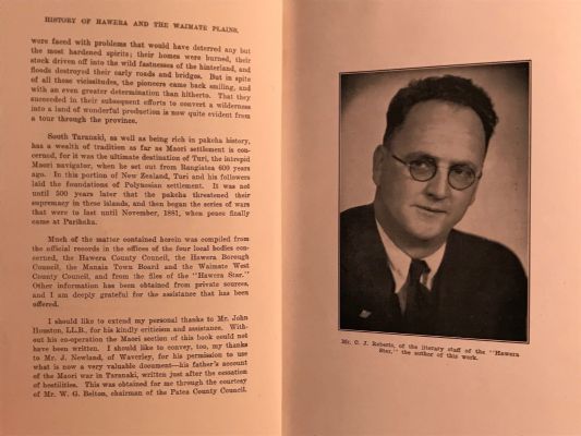 CENTENNIAL HISTORY of HAWERA and the WAIMATE PLAINS by C. J. Roberts