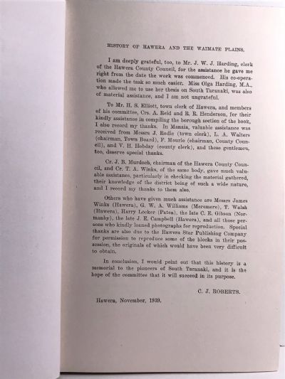 CENTENNIAL HISTORY of HAWERA and the WAIMATE PLAINS by C. J. Roberts