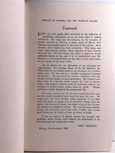 CENTENNIAL HISTORY of HAWERA and the WAIMATE PLAINS by C. J. Roberts