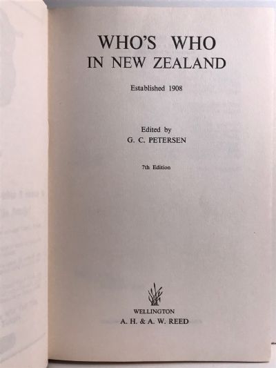 WHO'S WHO IN NEW ZEALAND: 7th edition 1961