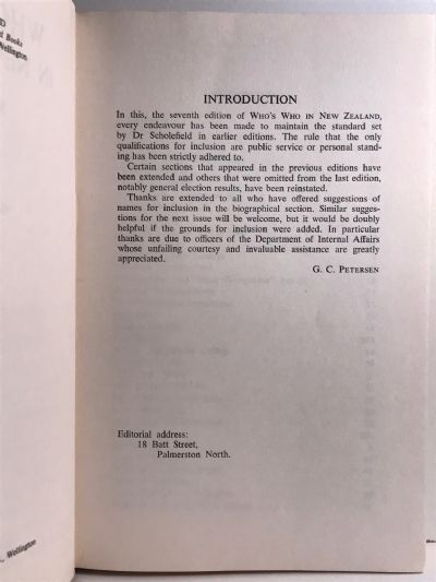 WHO'S WHO IN NEW ZEALAND: 7th edition 1961