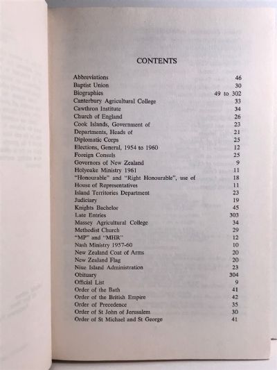 WHO'S WHO IN NEW ZEALAND: 7th edition 1961