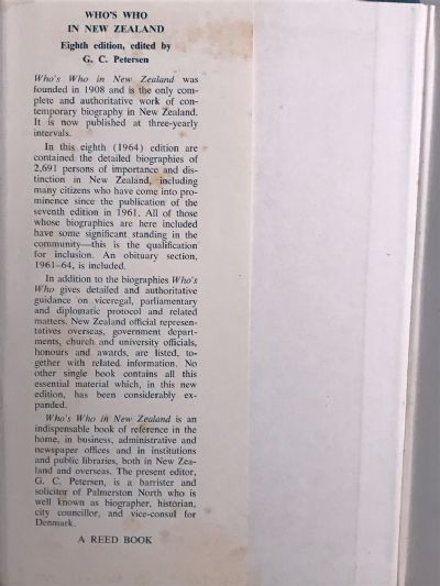 WHO'S WHO IN NEW ZEALAND: 8th fully revised edition 1964