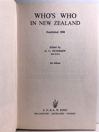WHO'S WHO IN NEW ZEALAND: 8th fully revised edition 1964
