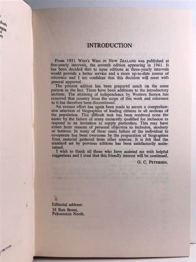 WHO'S WHO IN NEW ZEALAND: 8th fully revised edition 1964
