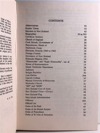 WHO'S WHO IN NEW ZEALAND: 8th fully revised edition 1964