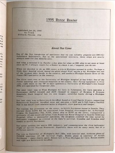 ROTOR ROSTER 1995: The Worldwide Reference Book of Civil Helicopters