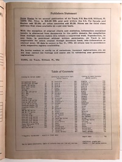 ROTOR ROSTER 1993: The Worldwide Reference Book of Civil Helicopters