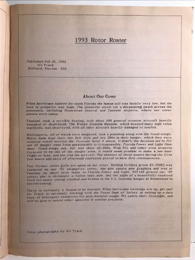 ROTOR ROSTER 1993: The Worldwide Reference Book of Civil Helicopters