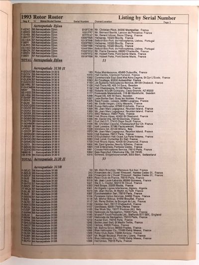 ROTOR ROSTER 1993: The Worldwide Reference Book of Civil Helicopters