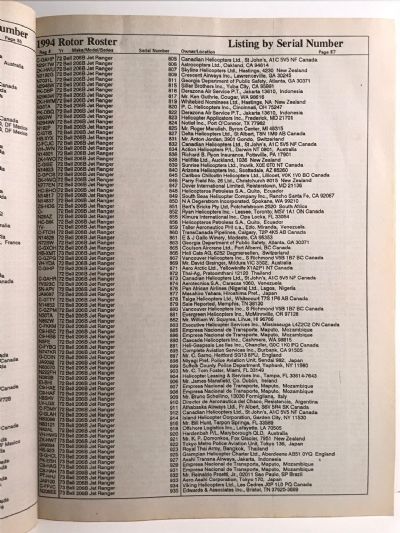 ROTOR ROSTER 1994: The Worldwide Reference Book of Civil Helicopters