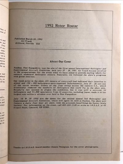 ROTOR ROSTER 1992: The Worldwide Reference Book of Civil Helicopters
