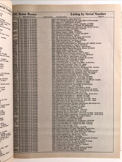 ROTOR ROSTER 1992: The Worldwide Reference Book of Civil Helicopters