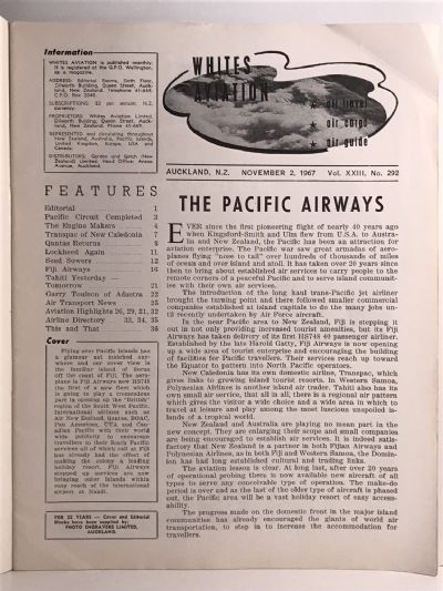VINTAGE MAGAZINE: Whites Aviation Monthly - Vol. XXIII, No. 292 - 2 November 1967