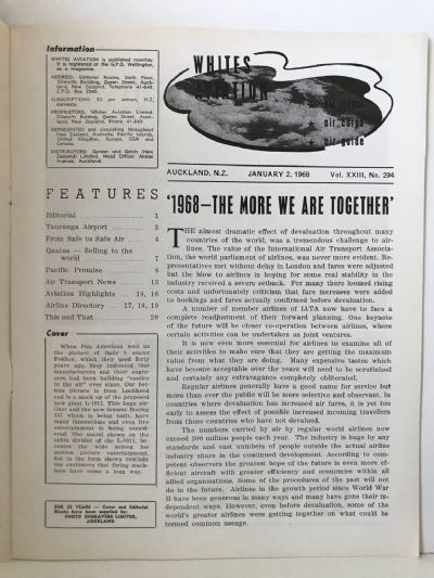 VINTAGE MAGAZINE: Whites Aviation Monthly - Vol. XXIII, No. 294 - 2 January 1968