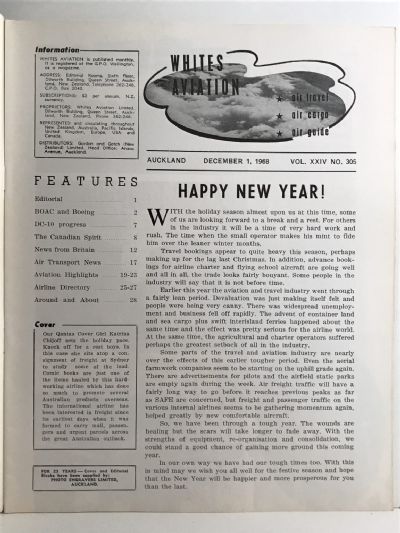 VINTAGE MAGAZINE: Whites Aviation Monthly - Vol. XXIV, No. 305 - 1st December 1968