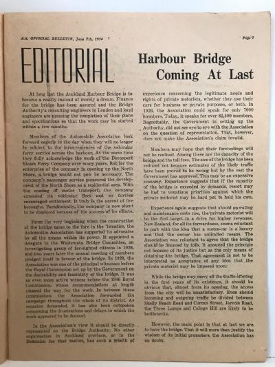 AUTOMOBILE ASSOCIATION (Auckland) Inc Official Bulletin - Vol.15, No.7 June 1954