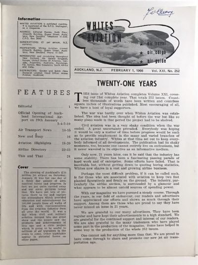 VINTAGE MAGAZINE: Whites Aviation Monthly - Vol. XXI, No. 252 - 1 February 1966