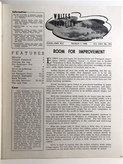 VINTAGE MAGAZINE: Whites Aviation Monthly - Vol. XXII, No. 253 - 1 March 1966