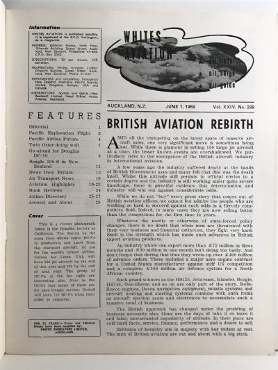 VINTAGE MAGAZINE: Whites Aviation Monthly - Vol. XXIV, No. 299 - 1st June 1968