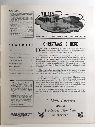 VINTAGE MAGAZINE: Whites Aviation Monthly - Vol. XXIV, No. 317 - 1 December 1969