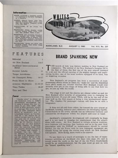 VINTAGE MAGAZINE: Whites Aviation Monthly - Vol. XXI, No. 237 - 2nd August 1965