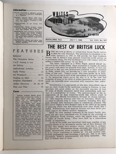 VINTAGE MAGAZINE: Whites Aviation Monthly - Vol. XXII, No. 257 - 1st July 1966