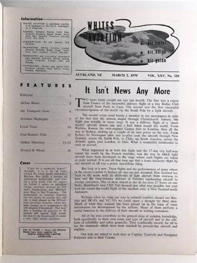 VINTAGE MAGAZINE: Whites Aviation Monthly - Vol. XXV, No. 320 - 2nd March 1970