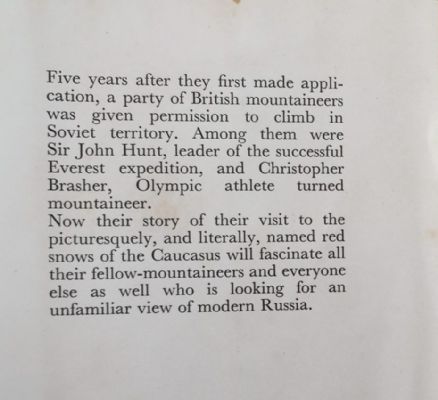 THE RED SNOWS: An Account of the British Caucasus Expedition 1958