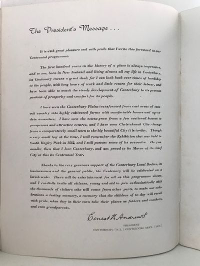 CANTERBURY CENTENNIAL CELEBRATIONS 1850 - 1950: Official Souvenir Programme