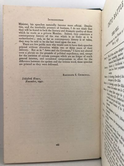 INTO BATTLE: War Speeches by The Right Hon. Winston S. Churchill