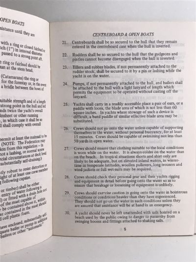NEW ZEALAND YACHTING FEDERATION: Centreboard Safety Rules, Offshore Safety Rules, July 1974