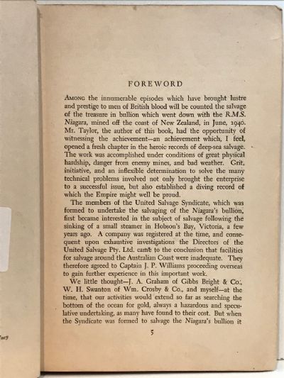GOLD FROM THE SEA: The Epic Story of the Niagara's Bullion