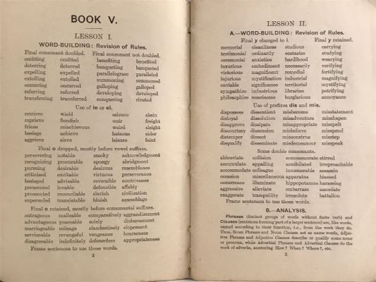 WORD AND SENTENCE BUILDING: Books V-VI For The 5th and 6th Classes or Standards