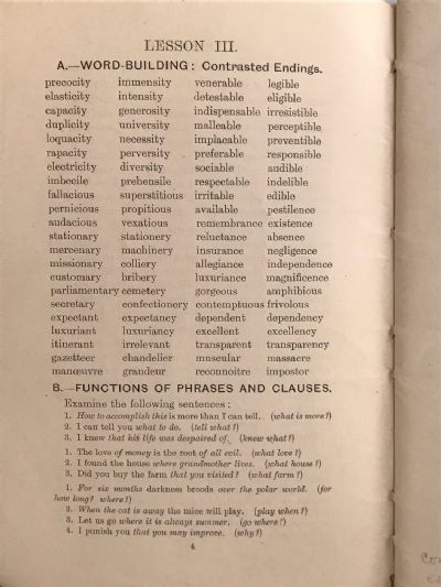 WORD AND SENTENCE BUILDING: Books V-VI For The 5th and 6th Classes or Standards