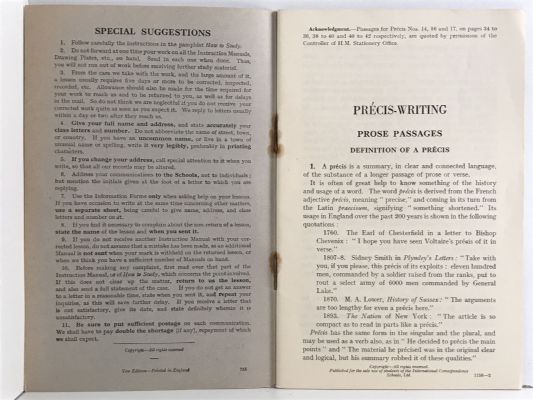 INSTRUCTION MANUAL for PRECIS-WRITING