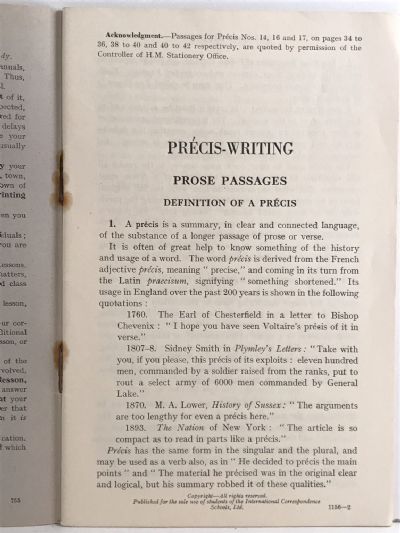 INSTRUCTION MANUAL for PRECIS-WRITING