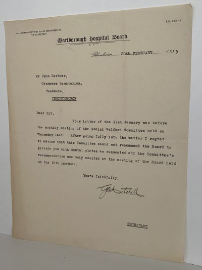 VINTAGE LETTERHEAD: Marlborough Hospital Board 1935