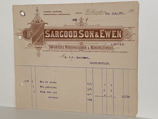 VINTAGE INVOICE: Sargood, Son & Ewen, Wellington 1934