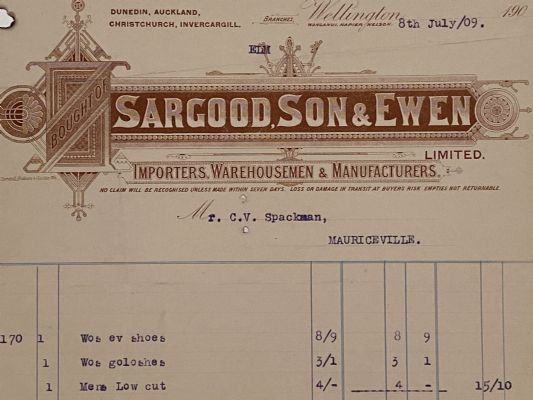 VINTAGE INVOICE: Sargood, Son & Ewen, Wellington 1934 