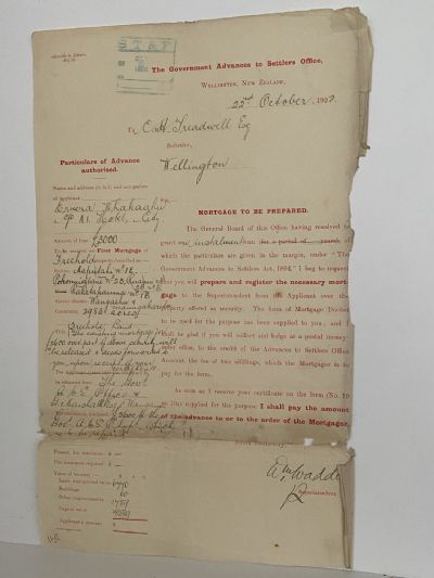 ANTIQUE MORTGAGE: The Government Advances To Settlers Office, Wellington 1902